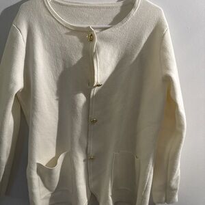 Elegant Cream Button-Up Women's Sweater
